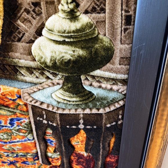 Unique Vintage Framed Hand Woven Silk Rug - Picture 3 of 5